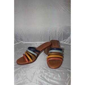 Madewell Women's The Addie Rainbow Strappy Tube Block Heel Slide Sandals Size 9